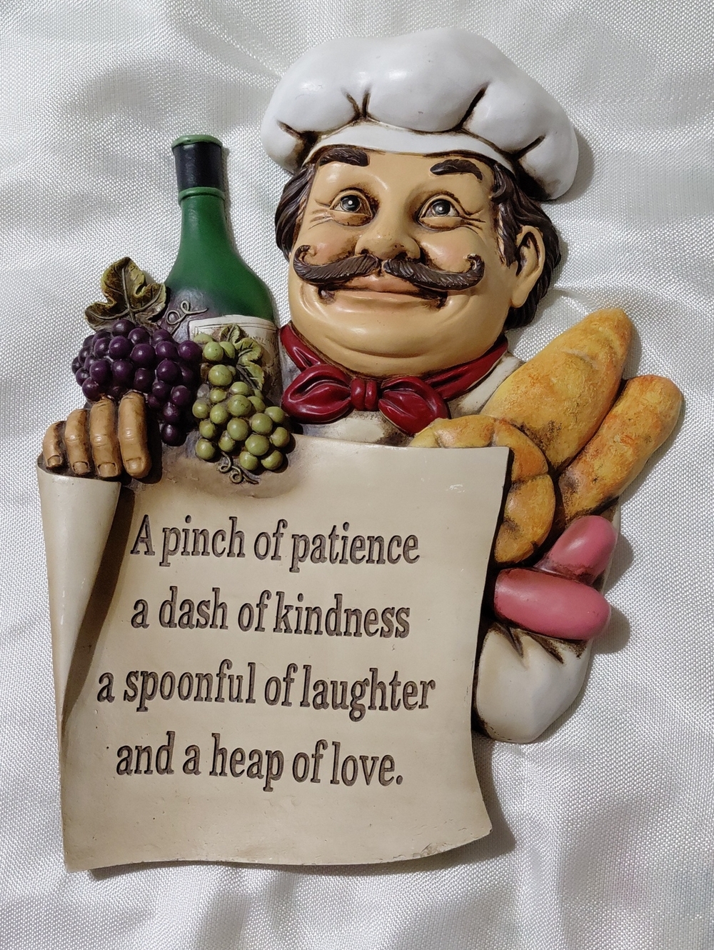 Chef Wall Plaque with Inspirational Quote in White and Multicolor.